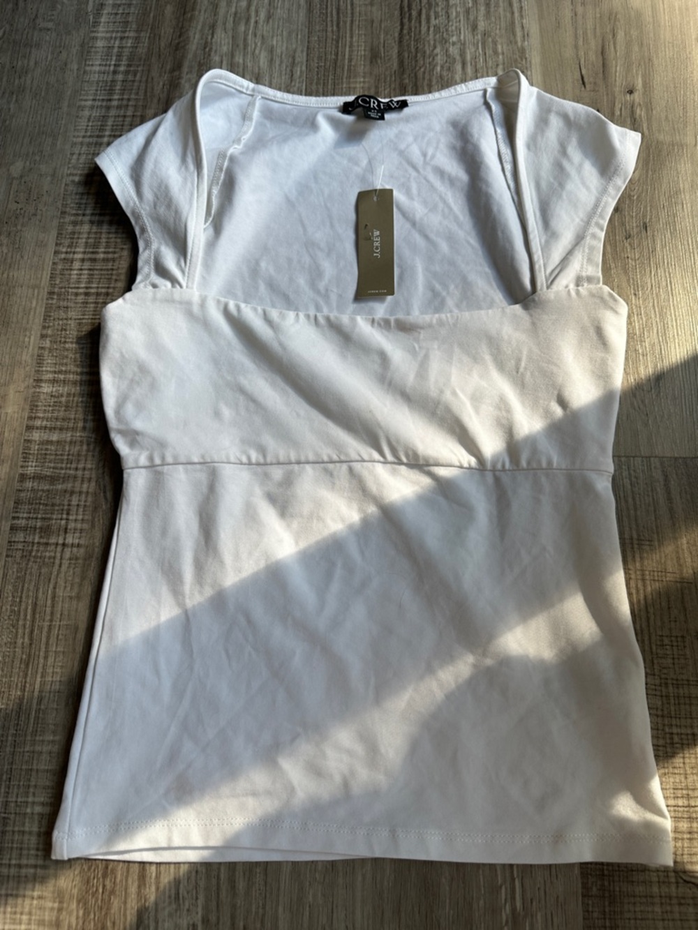 Women's J. Crew White Cap Sleeve Stretch Top